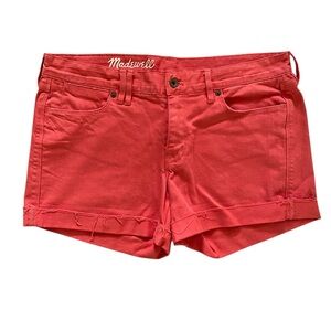 Madewell Women’s Cuffed Denim Jean Shorts Orange Coral Size 30